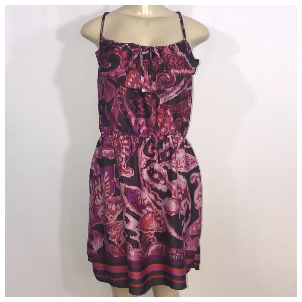 Pink Purple, and Brown Print Dress Large